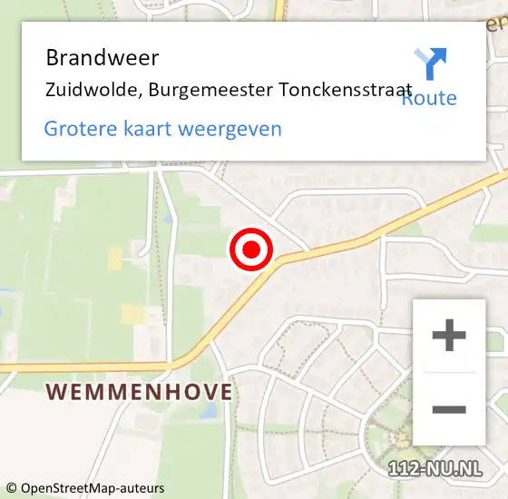 Locatie op kaart van de 112 melding: Brandweer Zuidwolde, Burgemeester Tonckensstraat op 27 december 2022 03:37