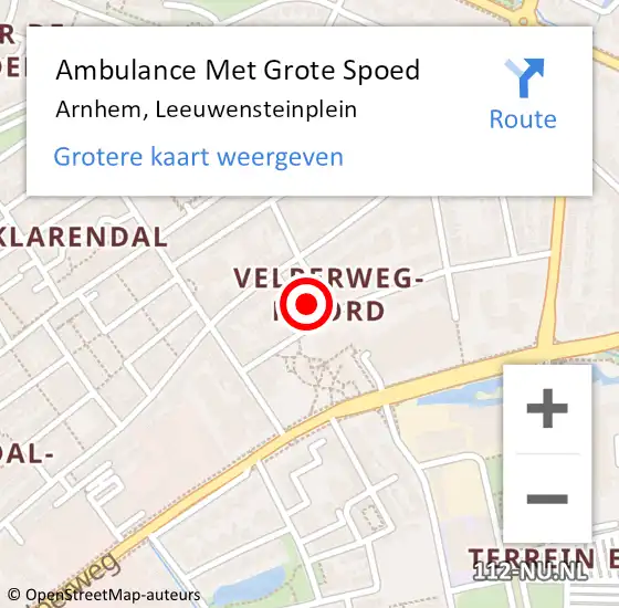 Locatie op kaart van de 112 melding: Ambulance Met Grote Spoed Naar Arnhem, Leeuwensteinplein op 27 december 2022 06:35