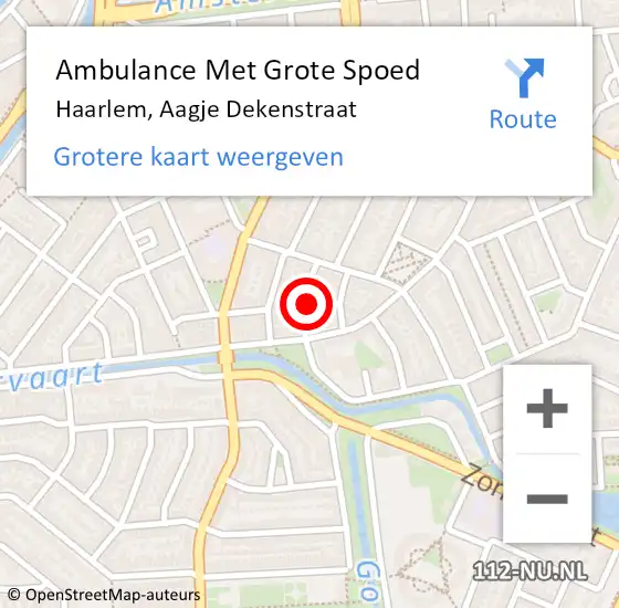 Locatie op kaart van de 112 melding: Ambulance Met Grote Spoed Naar Haarlem, Aagje Dekenstraat op 27 december 2022 07:32