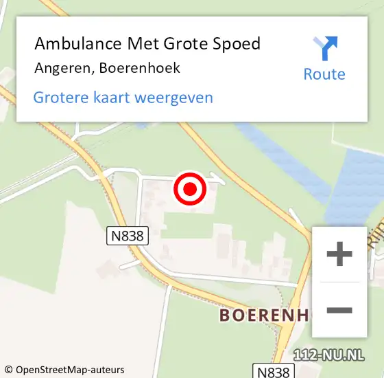 Locatie op kaart van de 112 melding: Ambulance Met Grote Spoed Naar Angeren, Boerenhoek op 27 december 2022 09:16
