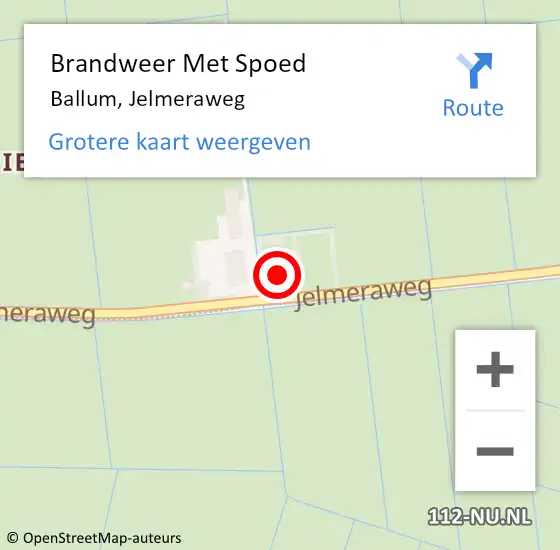 Locatie op kaart van de 112 melding: Brandweer Met Spoed Naar Ballum, Jelmeraweg op 27 december 2022 09:31