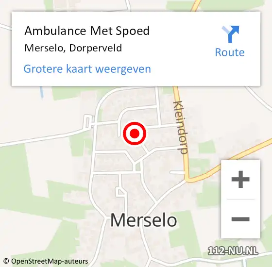 Locatie op kaart van de 112 melding: Ambulance Met Spoed Naar Merselo, Dorperveld op 27 december 2022 10:35