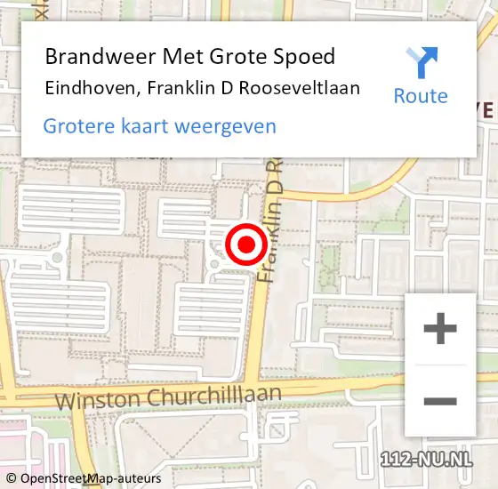 Locatie op kaart van de 112 melding: Brandweer Met Grote Spoed Naar Eindhoven, Franklin D Rooseveltlaan op 27 december 2022 10:45