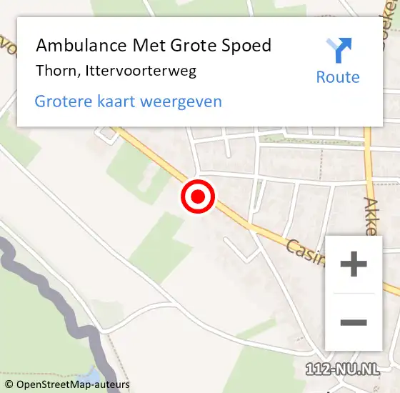 Locatie op kaart van de 112 melding: Ambulance Met Grote Spoed Naar Thorn, Ittervoorterweg op 27 december 2022 12:10