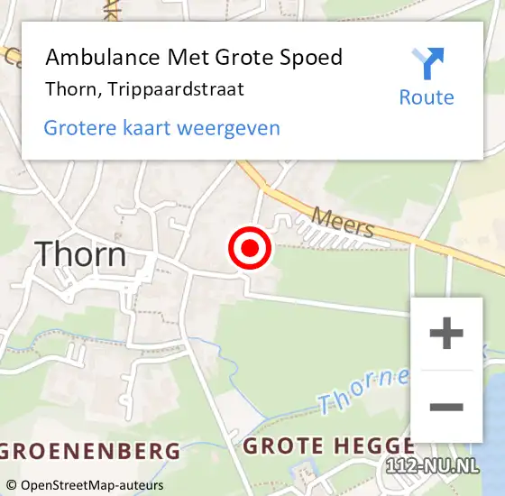 Locatie op kaart van de 112 melding: Ambulance Met Grote Spoed Naar Thorn, Trippaardstraat op 27 december 2022 12:25