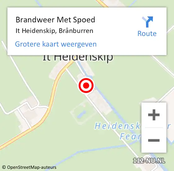 Locatie op kaart van de 112 melding: Brandweer Met Spoed Naar It Heidenskip, Brânburren op 27 december 2022 13:45