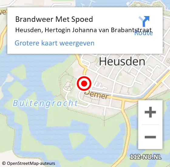 Locatie op kaart van de 112 melding: Brandweer Met Spoed Naar Heusden, Hertogin Johanna van Brabantstraat op 27 december 2022 16:04