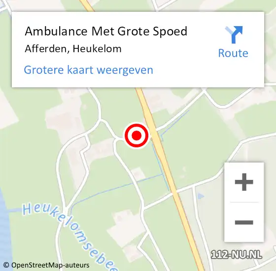Locatie op kaart van de 112 melding: Ambulance Met Grote Spoed Naar Afferden, Heukelom op 27 december 2022 16:31
