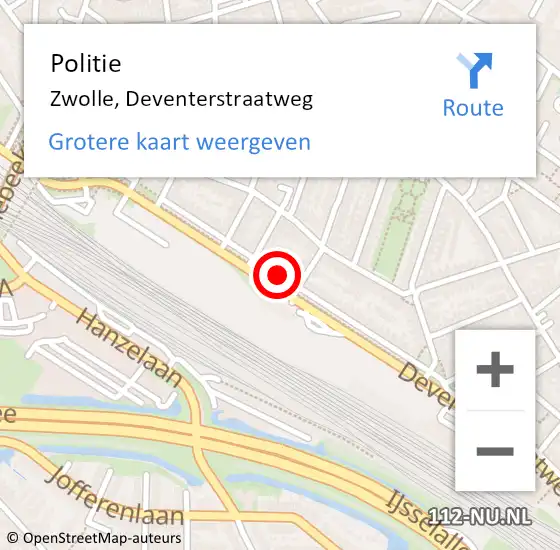 Locatie op kaart van de 112 melding: Politie Zwolle, Deventerstraatweg op 27 december 2022 17:27