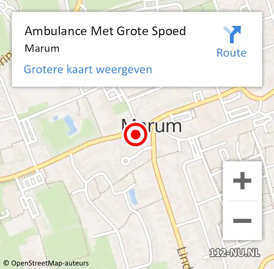 Locatie op kaart van de 112 melding: Ambulance Met Grote Spoed Naar Marum op 27 december 2022 18:28