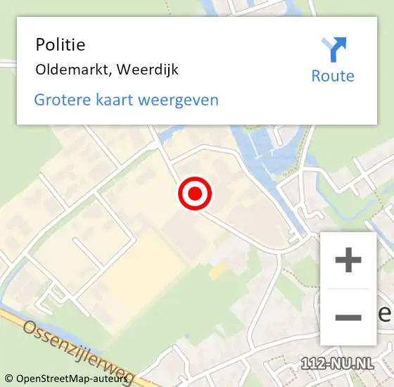 Locatie op kaart van de 112 melding: Politie Oldemarkt, Weerdijk op 27 december 2022 18:46