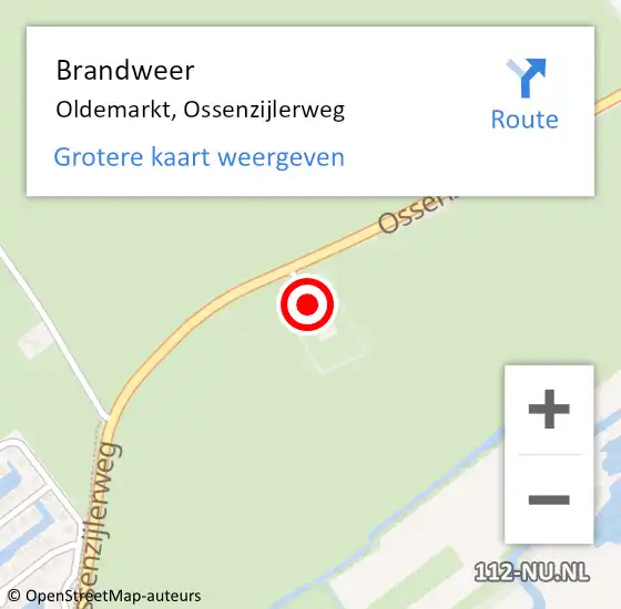 Locatie op kaart van de 112 melding: Brandweer Oldemarkt, Ossenzijlerweg op 27 december 2022 19:12