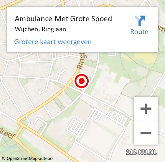 Locatie op kaart van de 112 melding: Ambulance Met Grote Spoed Naar Wijchen, Ringlaan op 27 december 2022 20:02