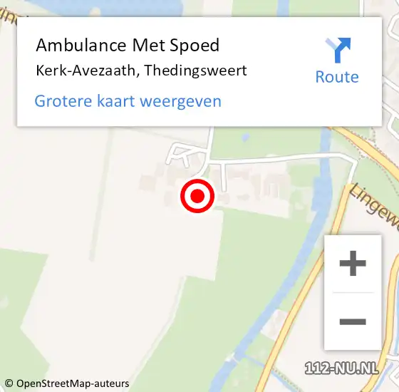 Locatie op kaart van de 112 melding: Ambulance Met Spoed Naar Kerk-Avezaath, Thedingsweert op 27 december 2022 20:56