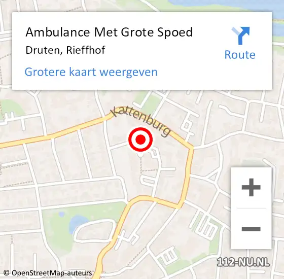 Locatie op kaart van de 112 melding: Ambulance Met Grote Spoed Naar Druten, Rieffhof op 28 december 2022 02:20