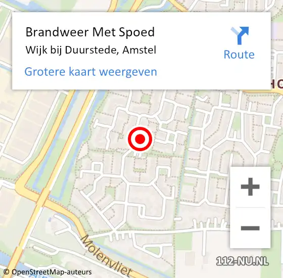 Locatie op kaart van de 112 melding: Brandweer Met Spoed Naar Wijk bij Duurstede, Amstel op 28 december 2022 02:36