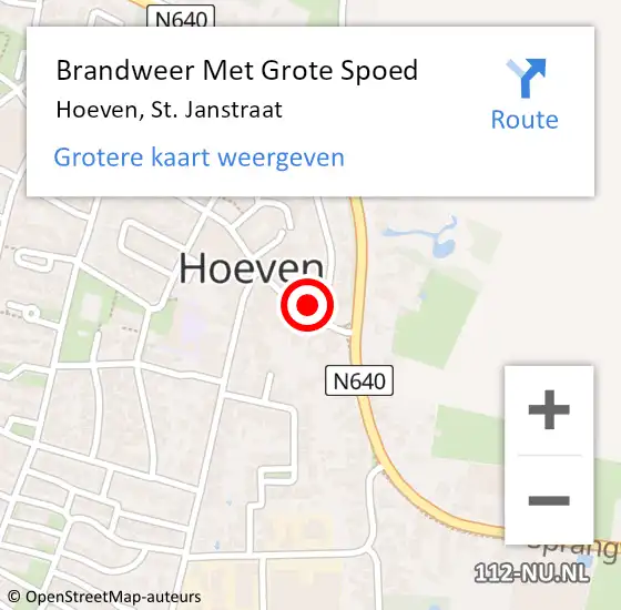 Locatie op kaart van de 112 melding: Brandweer Met Grote Spoed Naar Hoeven, St. Janstraat op 28 december 2022 03:51