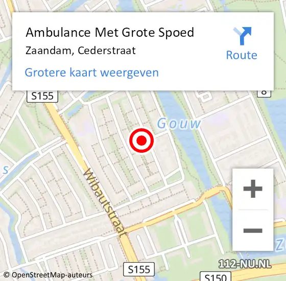 Locatie op kaart van de 112 melding: Ambulance Met Grote Spoed Naar Zaandam, Cederstraat op 28 december 2022 09:45