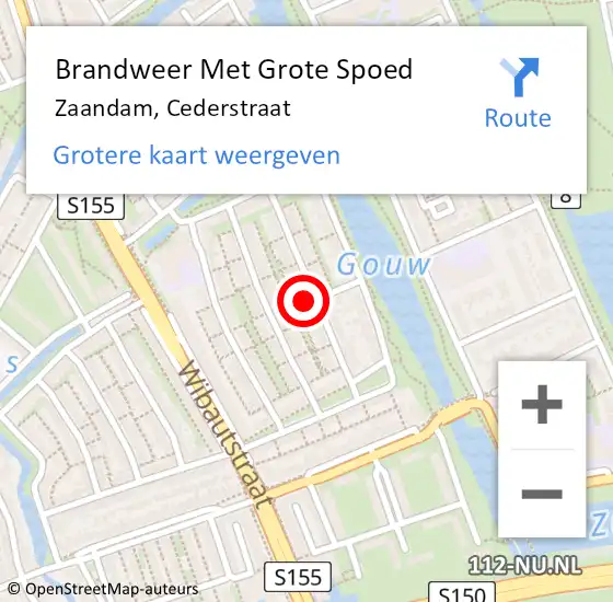 Locatie op kaart van de 112 melding: Brandweer Met Grote Spoed Naar Zaandam, Cederstraat op 28 december 2022 09:45