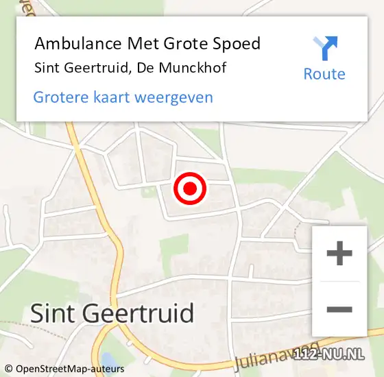 Locatie op kaart van de 112 melding: Ambulance Met Grote Spoed Naar Sint Geertruid, De Munckhof op 28 december 2022 10:55