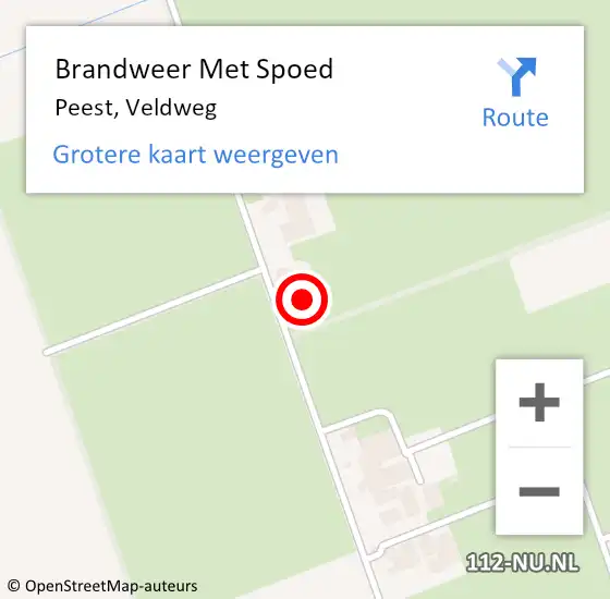 Locatie op kaart van de 112 melding: Brandweer Met Spoed Naar Peest, Veldweg op 28 december 2022 11:31