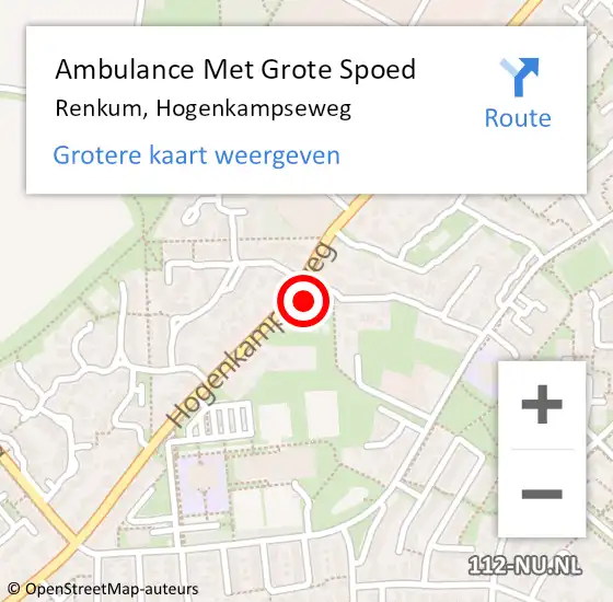 Locatie op kaart van de 112 melding: Ambulance Met Grote Spoed Naar Renkum, Hogenkampseweg op 28 december 2022 13:19