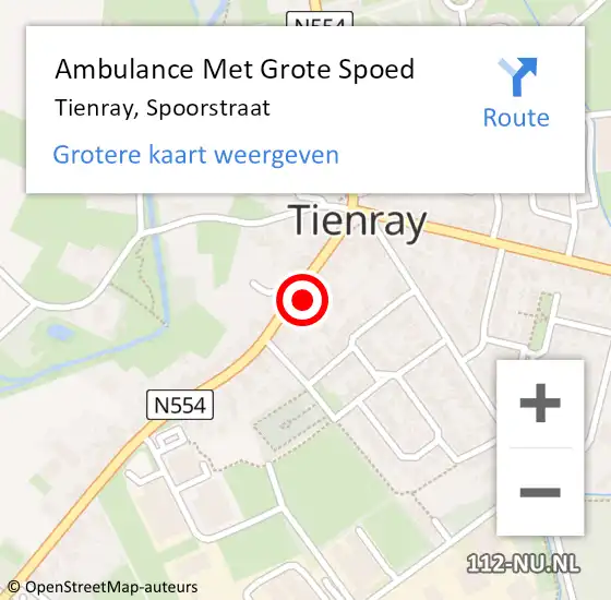Locatie op kaart van de 112 melding: Ambulance Met Grote Spoed Naar Tienray, Spoorstraat op 28 december 2022 14:43