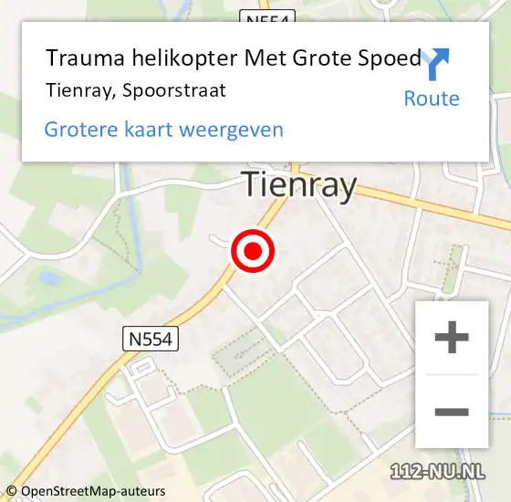 Locatie op kaart van de 112 melding: Trauma helikopter Met Grote Spoed Naar Tienray, Spoorstraat op 28 december 2022 14:44