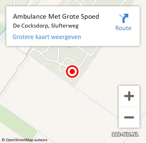 Locatie op kaart van de 112 melding: Ambulance Met Grote Spoed Naar De Cocksdorp, Slufterweg op 28 december 2022 14:51