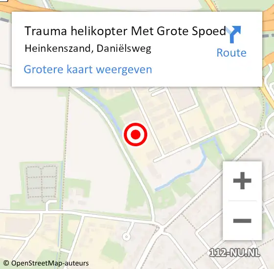 Locatie op kaart van de 112 melding: Trauma helikopter Met Grote Spoed Naar Heinkenszand, Daniëlsweg op 28 december 2022 16:36