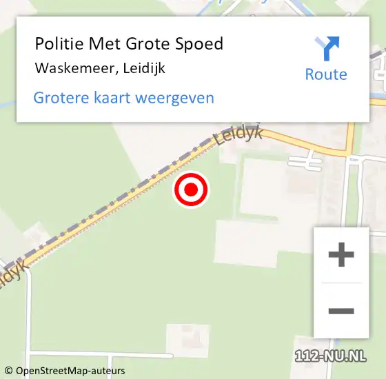 Locatie op kaart van de 112 melding: Politie Met Grote Spoed Naar Waskemeer, Leidijk op 28 december 2022 17:55