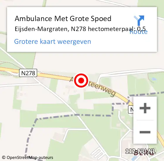 Locatie op kaart van de 112 melding: Ambulance Met Grote Spoed Naar Eijsden-Margraten, N278 hectometerpaal: 0,5 op 28 december 2022 17:57