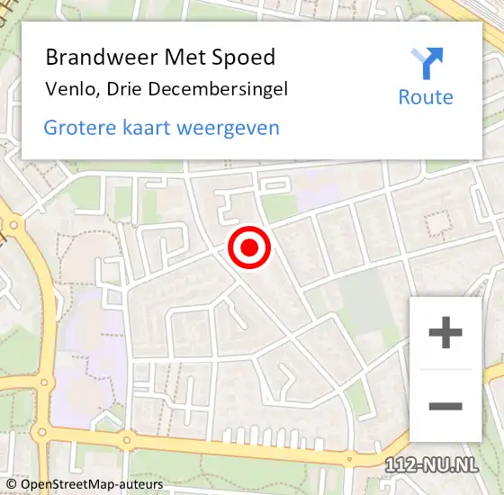 Locatie op kaart van de 112 melding: Brandweer Met Spoed Naar Venlo, Drie Decembersingel op 28 december 2022 18:15