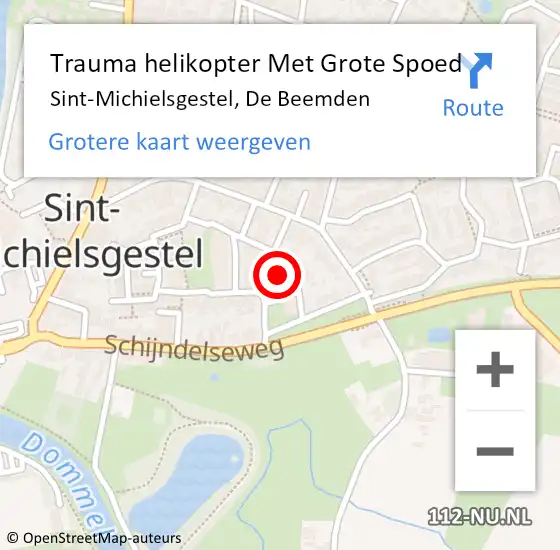 Locatie op kaart van de 112 melding: Trauma helikopter Met Grote Spoed Naar Sint-Michielsgestel, De Beemden op 28 december 2022 18:17
