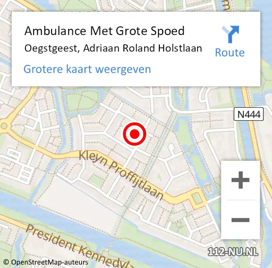 Locatie op kaart van de 112 melding: Ambulance Met Grote Spoed Naar Oegstgeest, Adriaan Roland Holstlaan op 28 december 2022 18:48