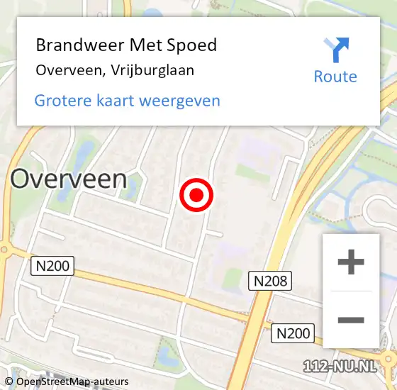 Locatie op kaart van de 112 melding: Brandweer Met Spoed Naar Overveen, Vrijburglaan op 28 december 2022 19:17