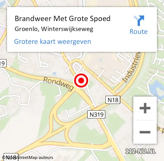 Locatie op kaart van de 112 melding: Brandweer Met Grote Spoed Naar Groenlo, Winterswijkseweg op 28 december 2022 19:42