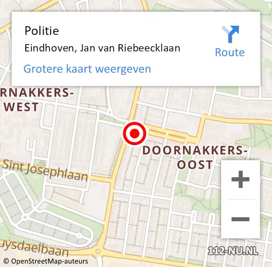 Locatie op kaart van de 112 melding: Politie Eindhoven, Jan van Riebeecklaan op 28 december 2022 19:43
