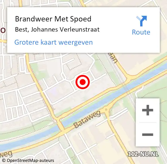 Locatie op kaart van de 112 melding: Brandweer Met Spoed Naar Best, Johannes Verleunstraat op 28 december 2022 20:13