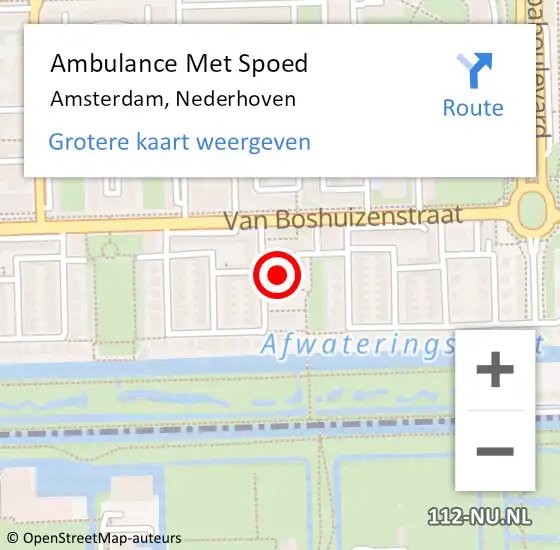 Locatie op kaart van de 112 melding: Ambulance Met Spoed Naar Amsterdam, Nederhoven op 28 december 2022 20:32