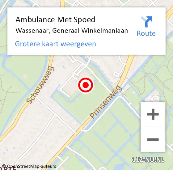 Locatie op kaart van de 112 melding: Ambulance Met Spoed Naar Wassenaar, Generaal Winkelmanlaan op 28 december 2022 21:09