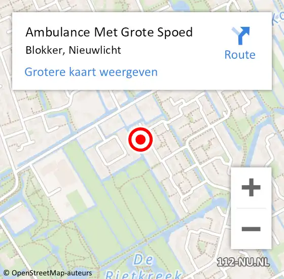 Locatie op kaart van de 112 melding: Ambulance Met Grote Spoed Naar Blokker, Nieuwlicht op 28 december 2022 21:19