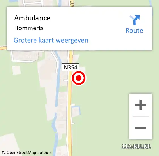 Locatie op kaart van de 112 melding: Ambulance Hommerts op 28 december 2022 21:38