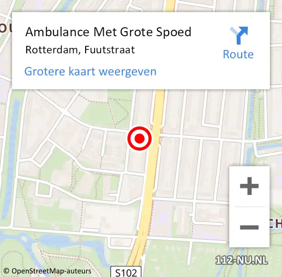 Locatie op kaart van de 112 melding: Ambulance Met Grote Spoed Naar Rotterdam, Fuutstraat op 28 december 2022 22:06