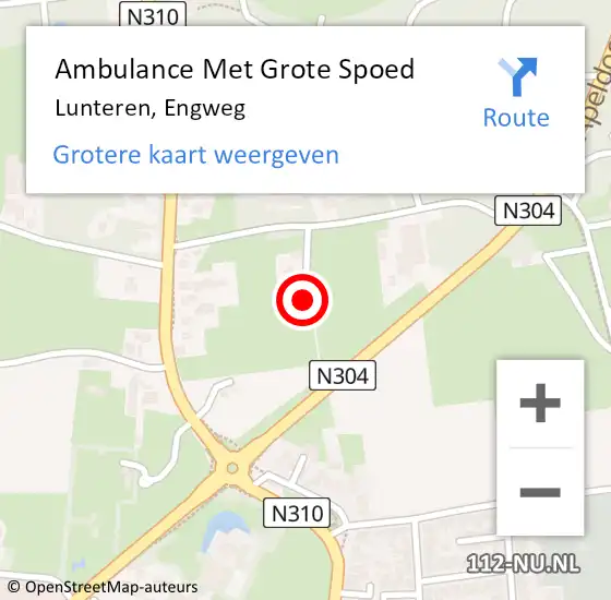 Locatie op kaart van de 112 melding: Ambulance Met Grote Spoed Naar Lunteren, Engweg op 28 december 2022 22:08