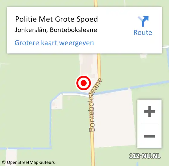 Locatie op kaart van de 112 melding: Politie Met Grote Spoed Naar Jonkerslân, Bonteboksleane op 28 december 2022 22:14