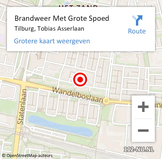 Locatie op kaart van de 112 melding: Brandweer Met Grote Spoed Naar Tilburg, Tobias Asserlaan op 29 december 2022 00:02
