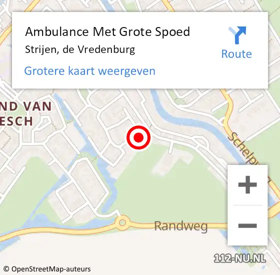 Locatie op kaart van de 112 melding: Ambulance Met Grote Spoed Naar Strijen, de Vredenburg op 29 december 2022 08:19