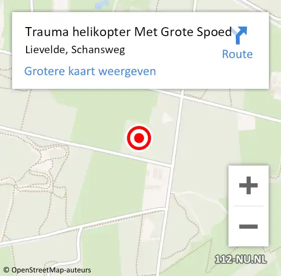 Locatie op kaart van de 112 melding: Trauma helikopter Met Grote Spoed Naar Lievelde, Schansweg op 29 december 2022 08:20