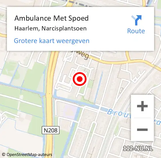 Locatie op kaart van de 112 melding: Ambulance Met Spoed Naar Haarlem, Narcisplantsoen op 29 december 2022 09:35
